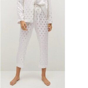 Mango Pajama bottoms/pants white polka-dot in size M